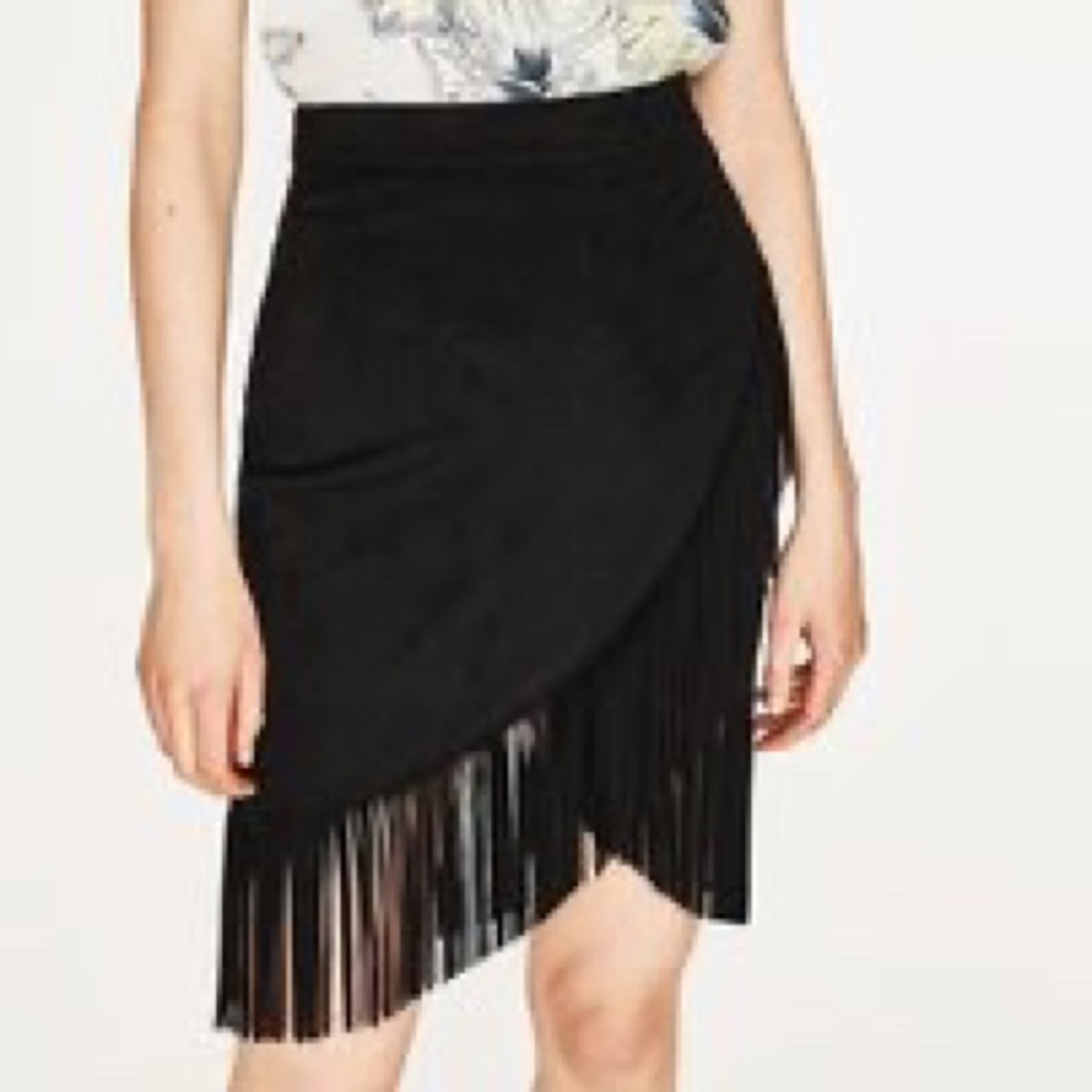 Zara Black Fringe Skirt